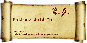 Mattesz Jolán névjegykártya